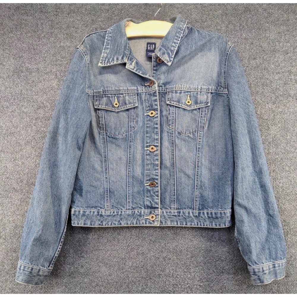 Gap Denim Jacket Women XL Blue NWT Vintage 100% Cotton Trucker Preloved
